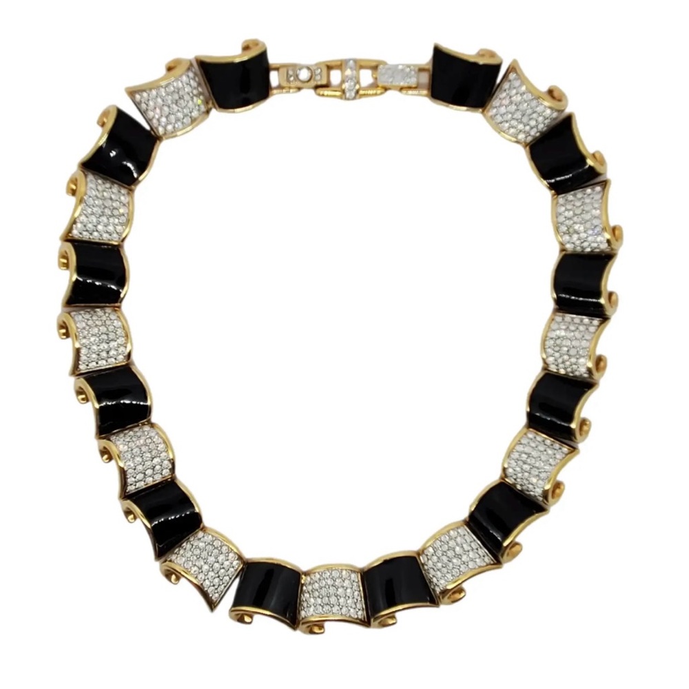 Swarovski link necklace USED excellent condition ANTIQUE vibe no tag no box